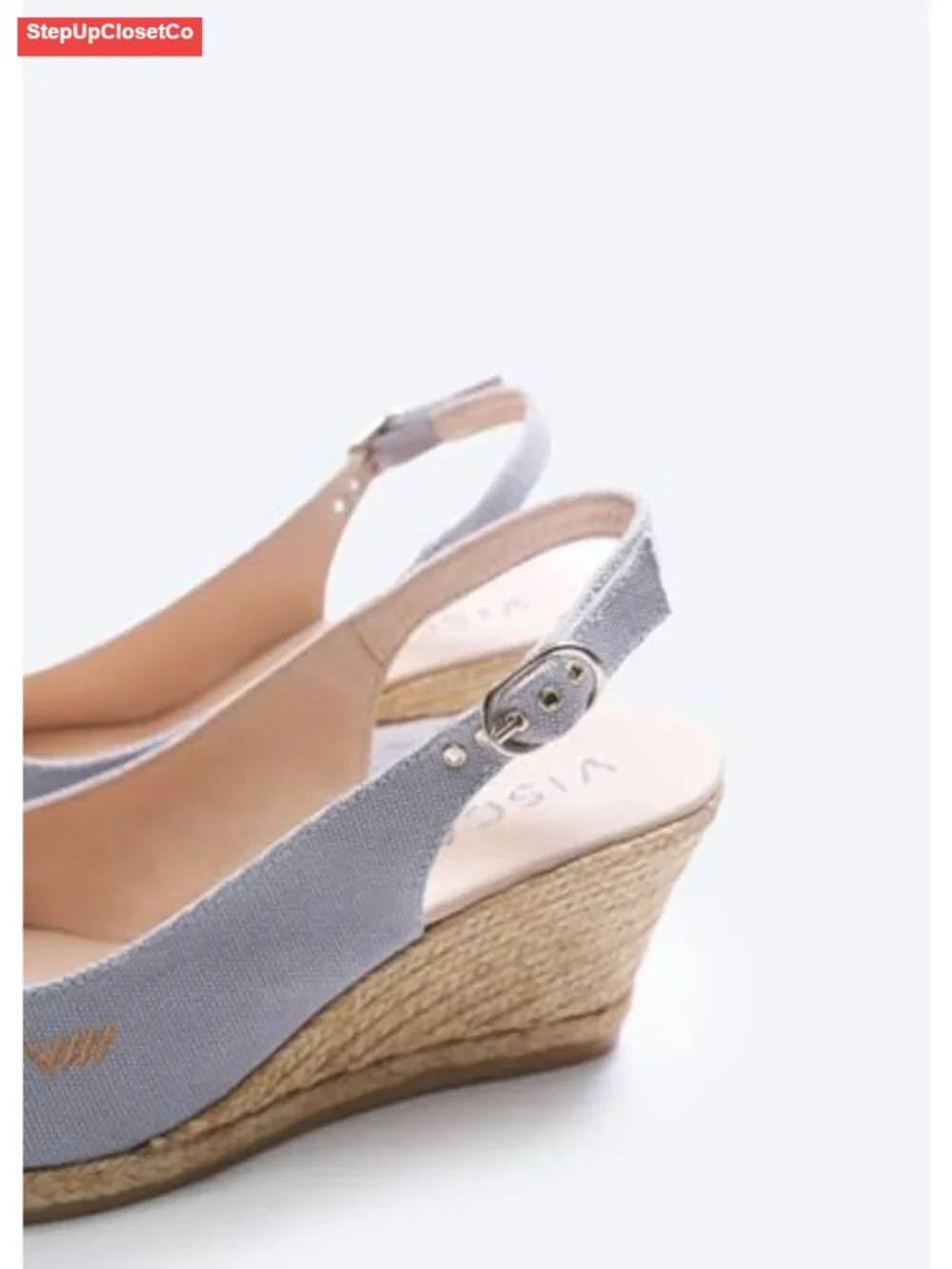 Canvas Slingback Buckle Wedge Espadrille Sandals